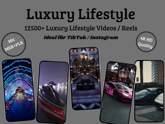 12.500 Virale Videos Reels Instagram/ Tiktok  Luxury Lifestyle --  Autos --Millionär-- Yacht --Lifestyle -- Mit MRR+PLR