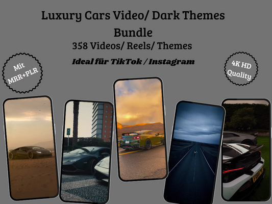 350+ Faceless luxury Cars  / Dark Themes Videos für TikTok/ Instagram - Mit MRR+ PLR